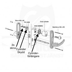 Assa kit för Traryd altandörr invändig cylinder